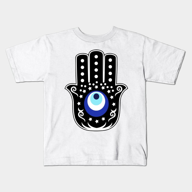 Hand of Hamsa evil eye Kids T-Shirt by livania